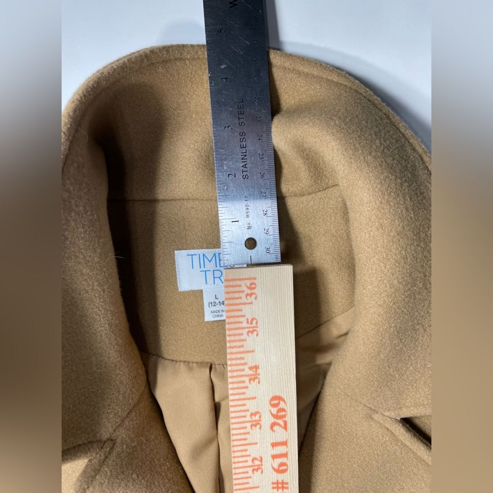 Time and Tru Missy Dad Coat W/L/12-14 Brown Long Sleeve Button Front trench NWT - Picture 6 of 10